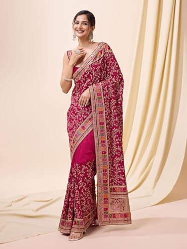 Vichitra Silk Embroidered Saree