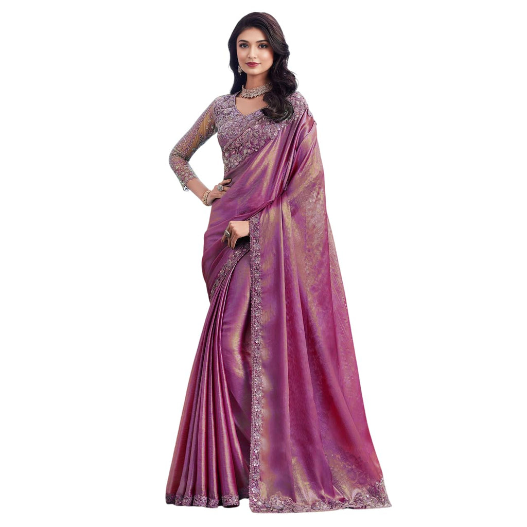 Georgette Sequence Embroidered Wedding Saree