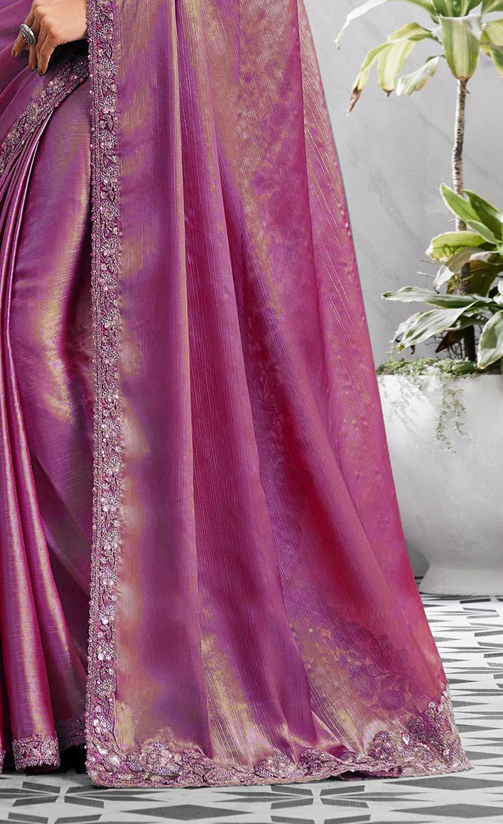 Georgette Sequence Embroidered Wedding Saree
