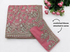 Pink Net Embroidered Saree Blouse