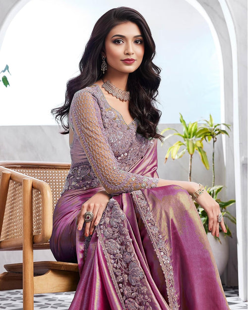 Georgette Sequence Embroidered Wedding Saree