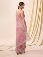 Pink Net Embroidered Saree Blouse