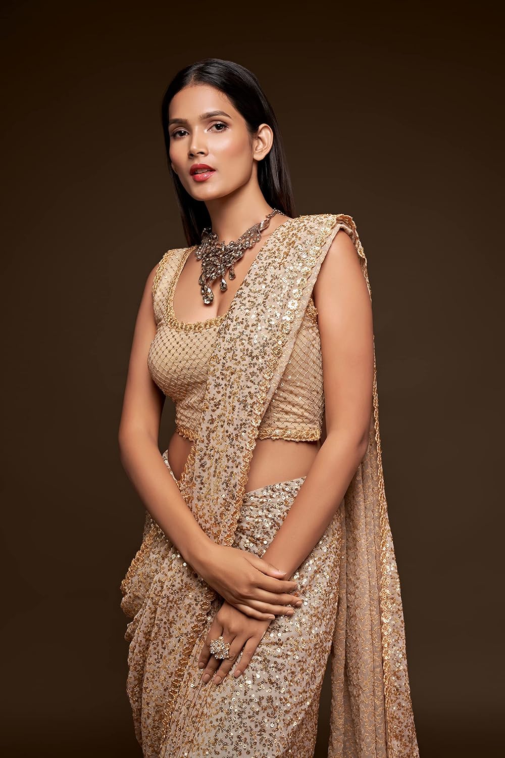 Sequin Georgette Saree - Effortless Draping & Glamour