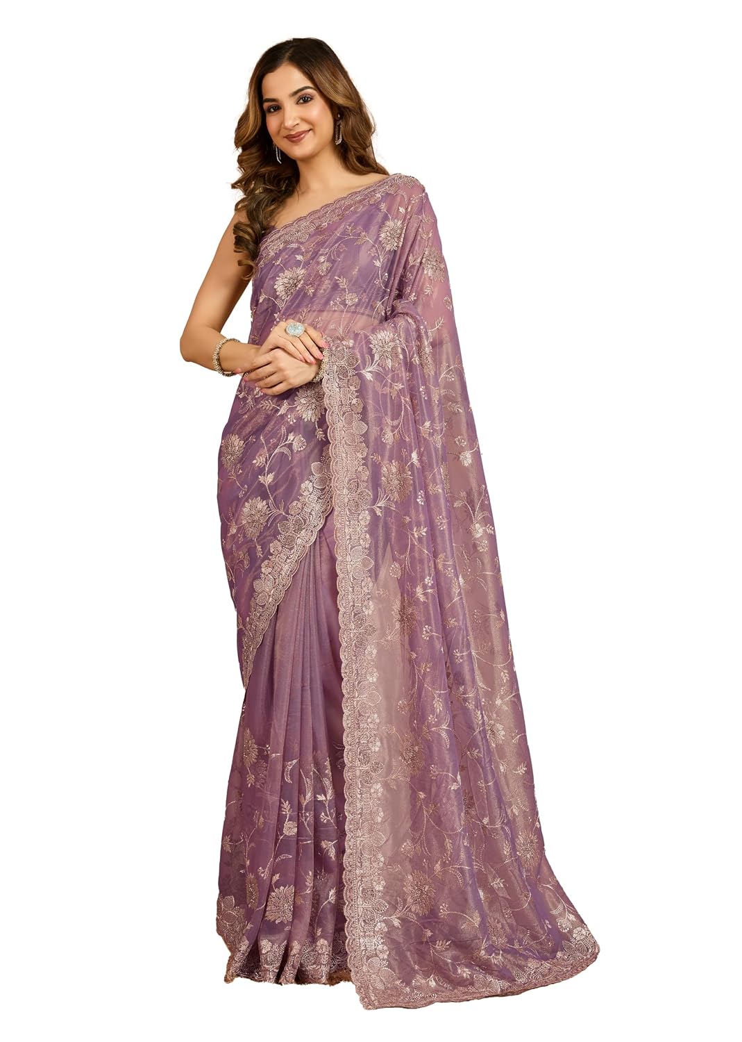 Soft Net Embroidery Saree