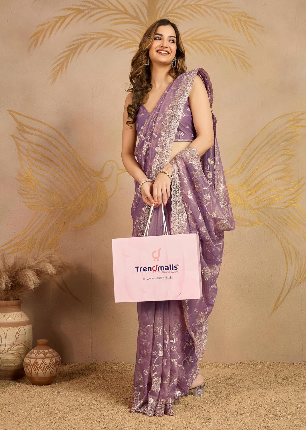 Soft Net Embroidery Saree
