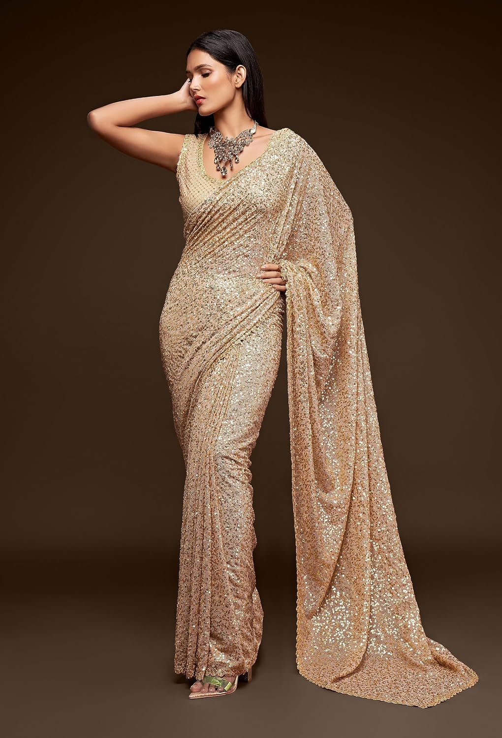 Sequin Georgette Saree - Effortless Draping & Glamour