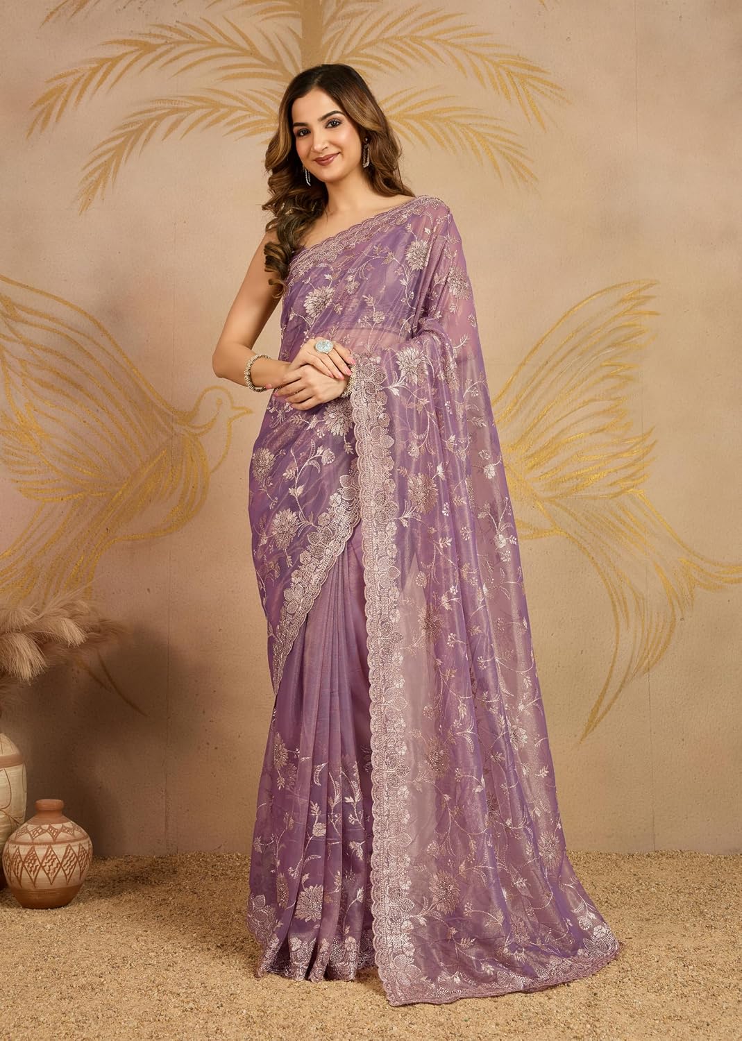 Soft Net Embroidery Saree