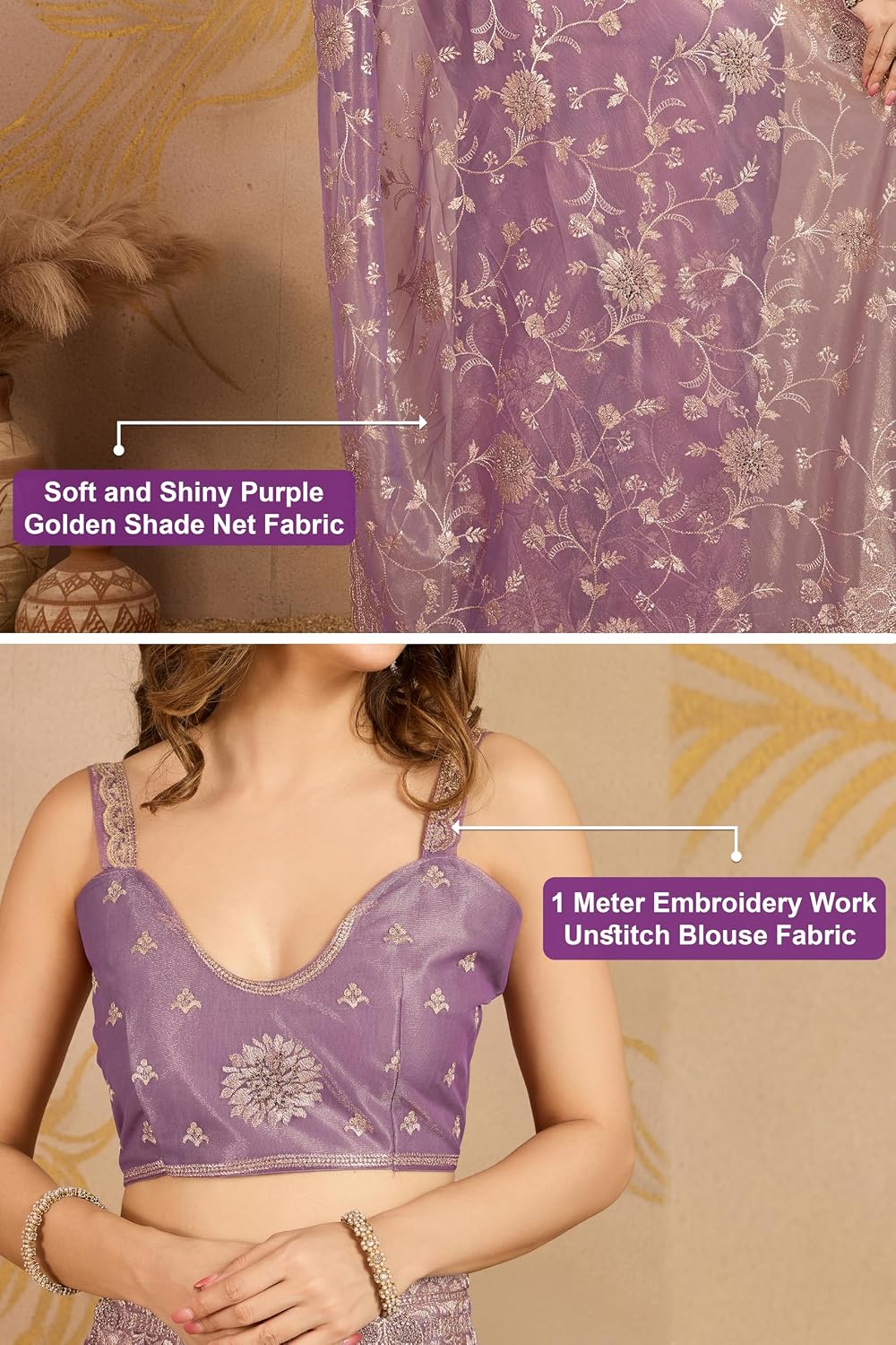 Soft Net Embroidery Saree