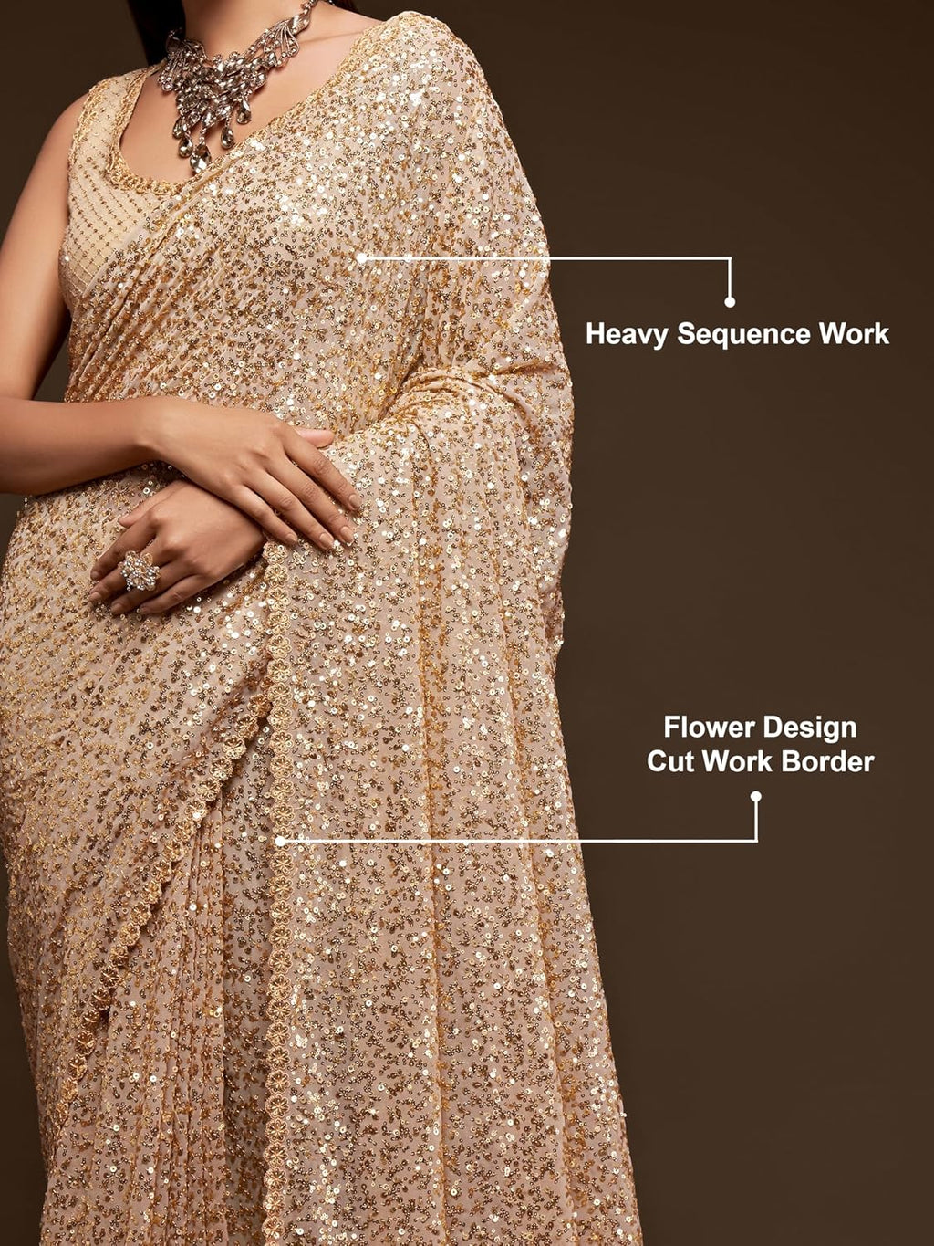 Sequin Georgette Saree - Effortless Draping & Glamour