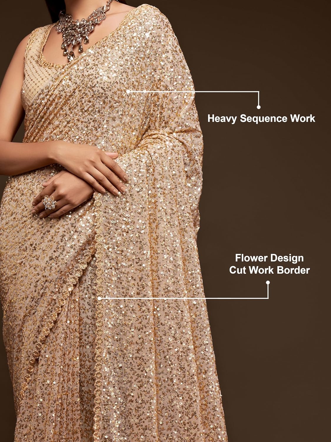 Sequin Georgette Saree - Effortless Draping & Glamour