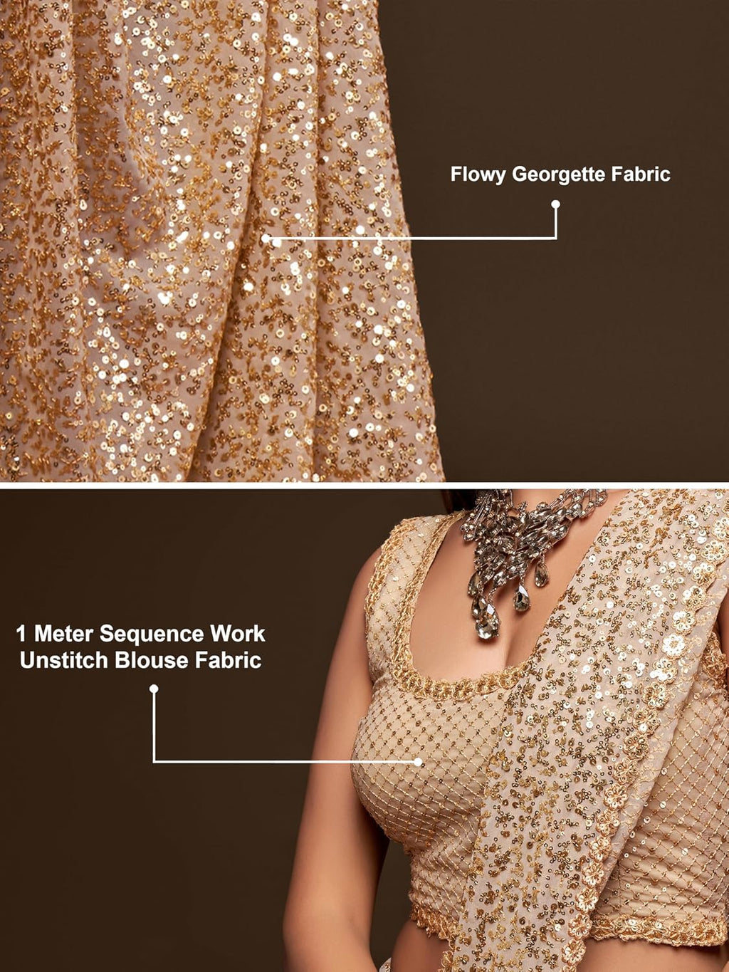 Sequin Georgette Saree - Effortless Draping & Glamour