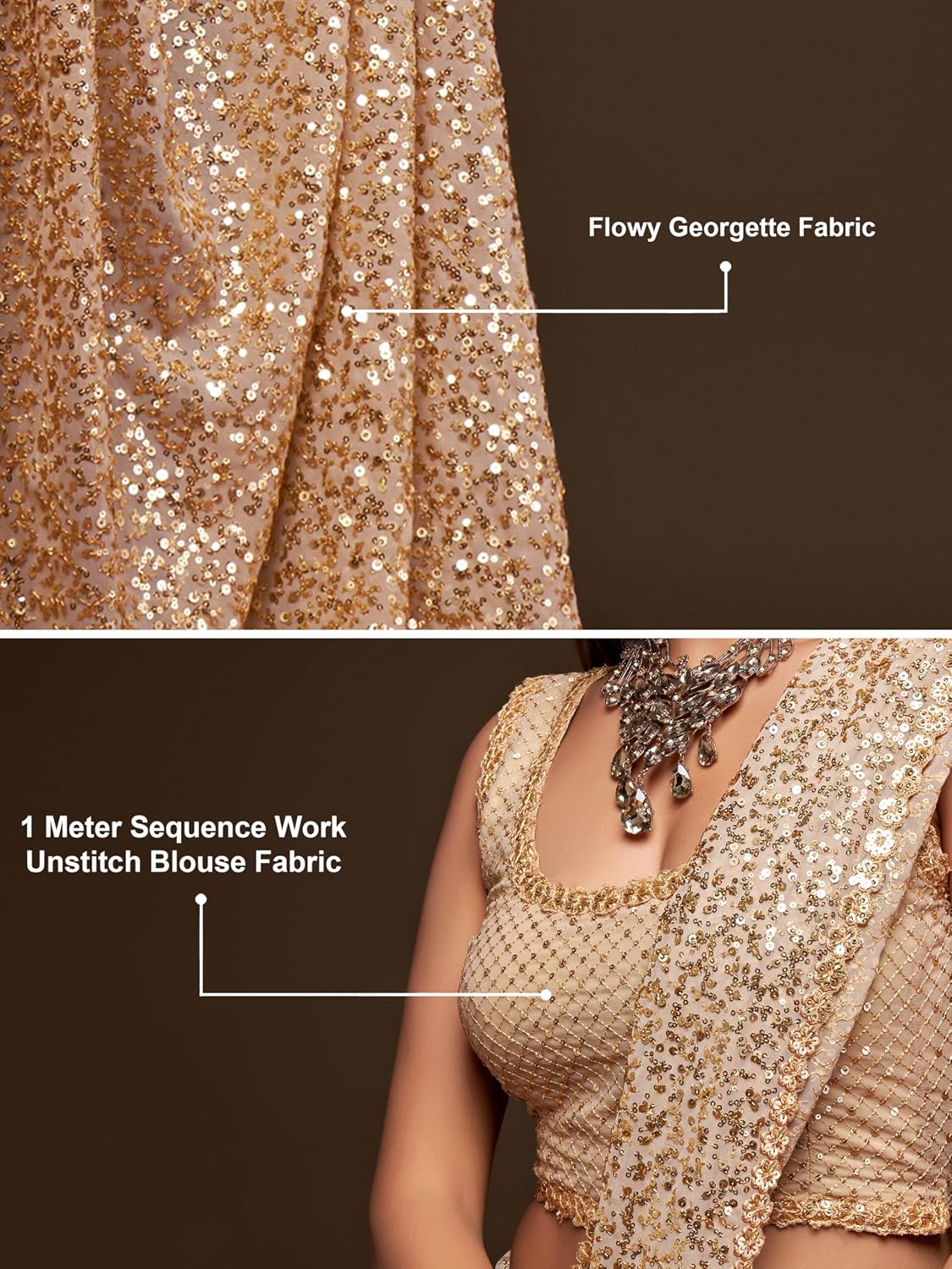 Sequin Georgette Saree - Effortless Draping & Glamour