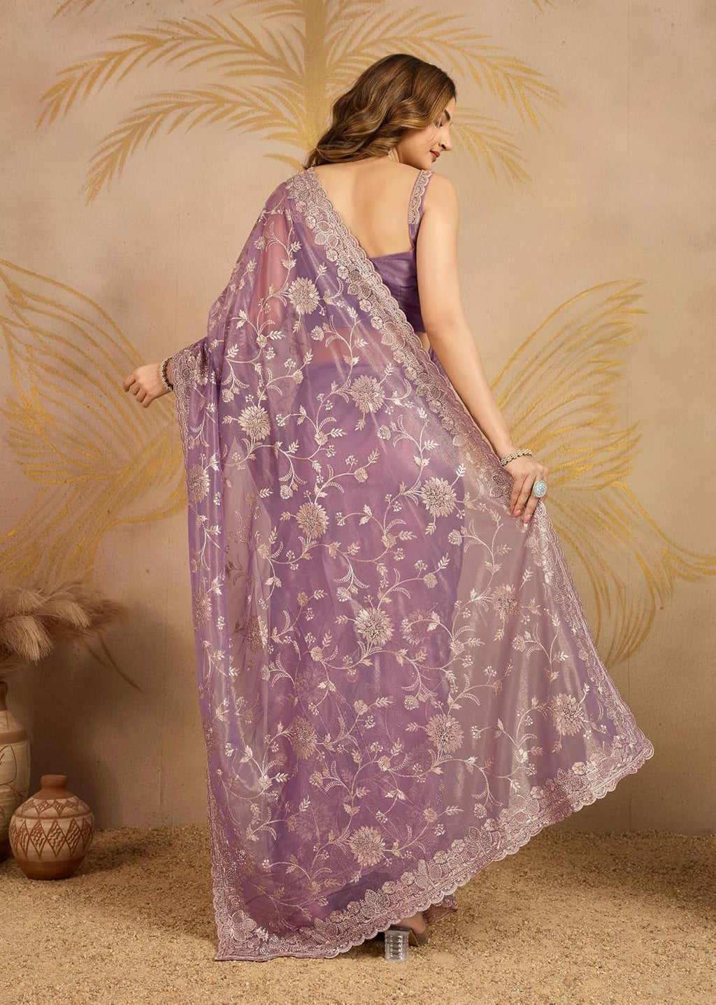 Soft Net Embroidery Saree