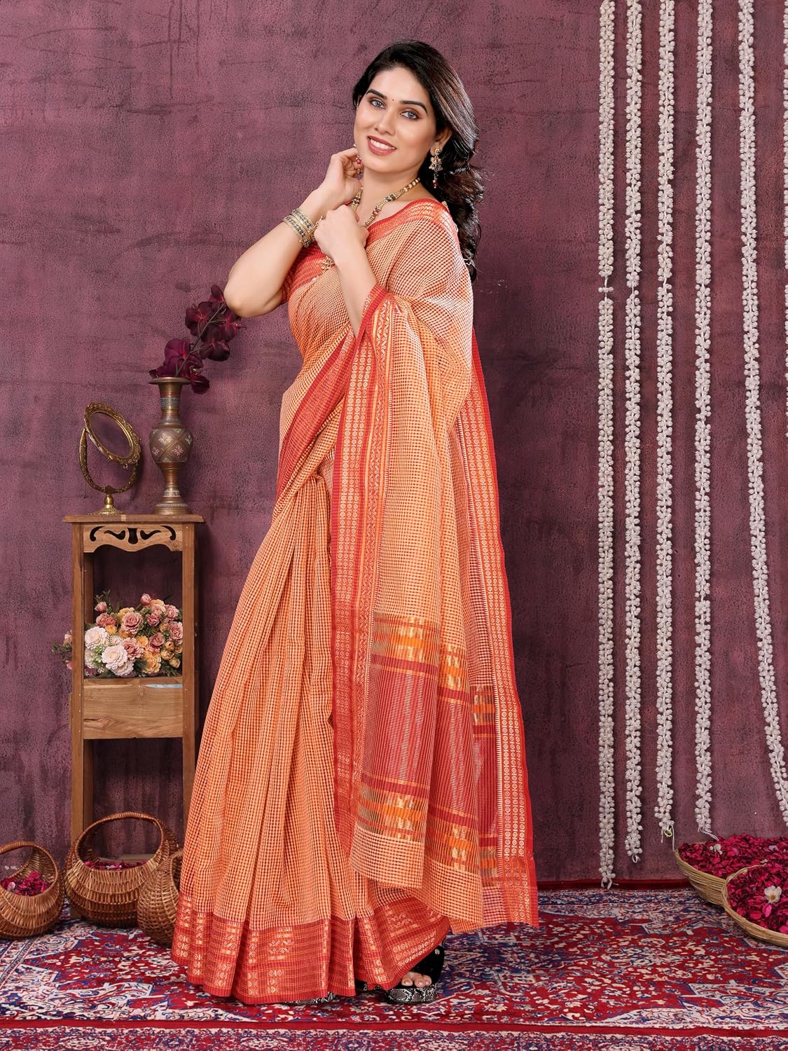 Kota Doria Cotton Checks Saree