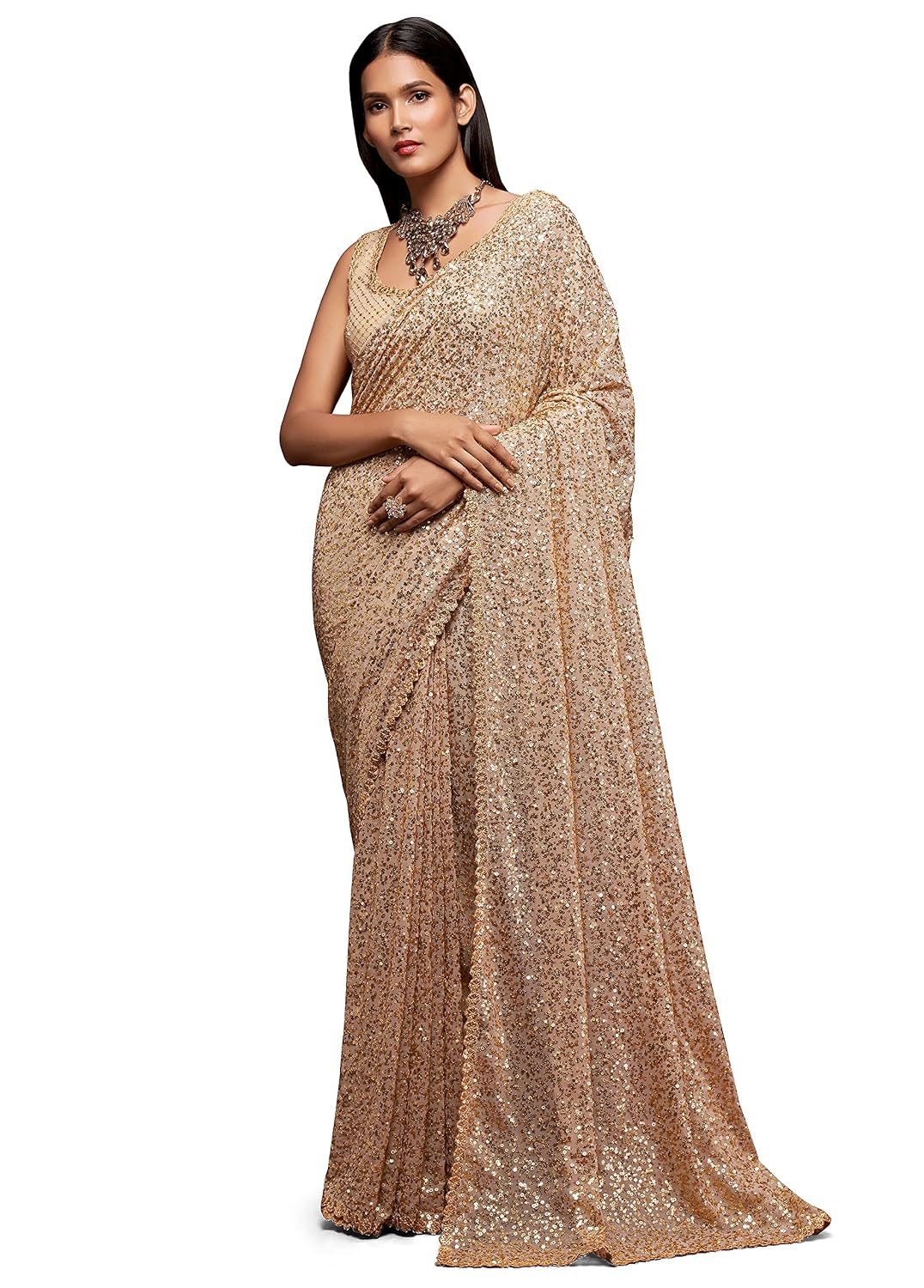 Sequin Georgette Saree - Effortless Draping & Glamour