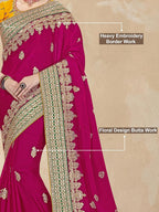 Lemon Satin Embroidered Saree