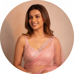 Pink Net Embroidered Saree Blouse - editorial-used-by